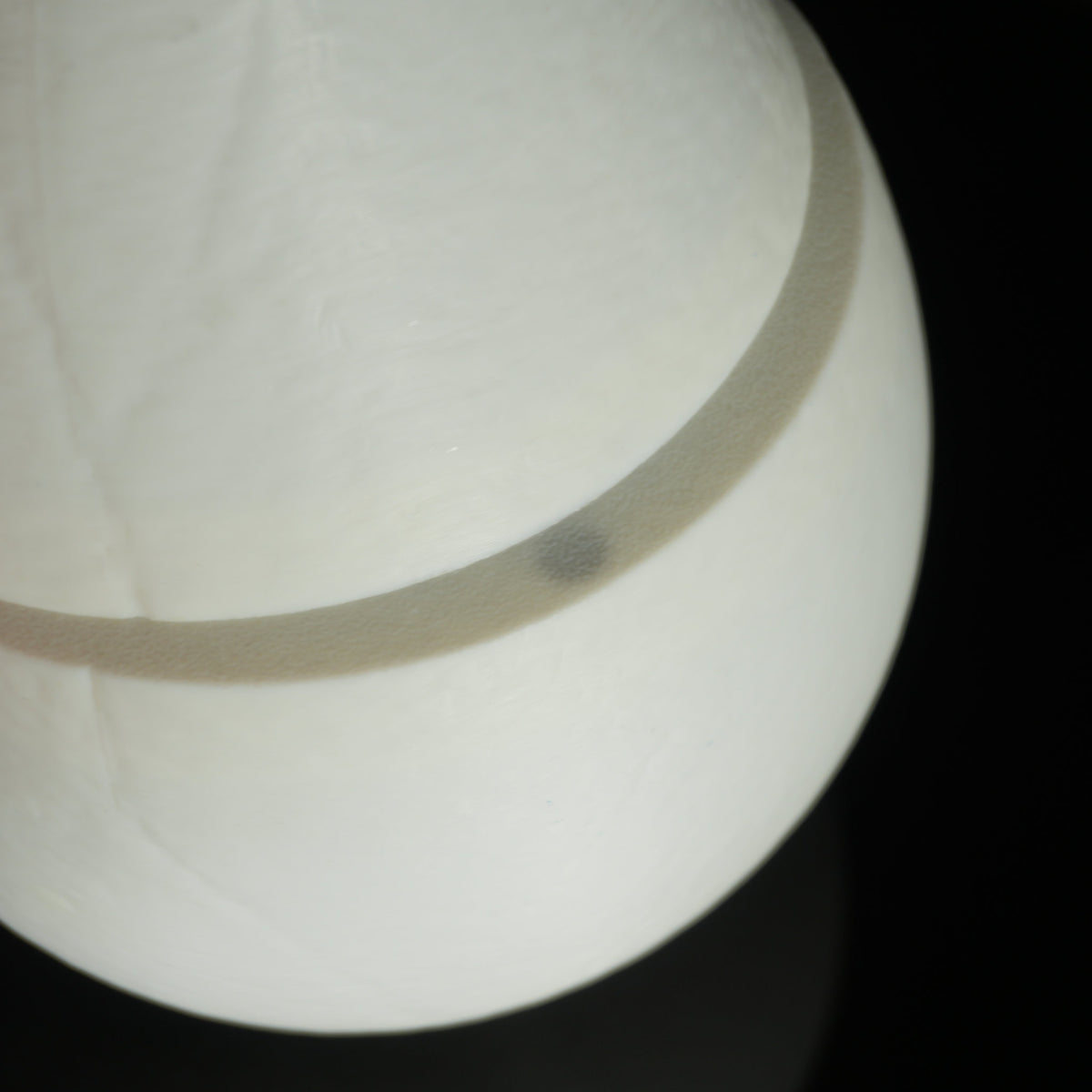 Close-up of the dino egg seam where the two magnetic halves meet