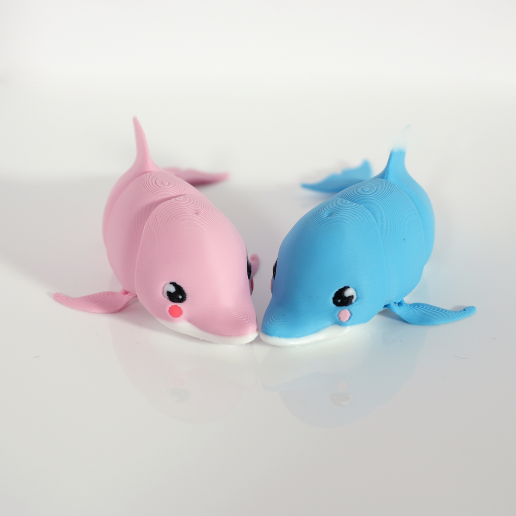 Cutie Pies set: pink and blue kawaii dolphins cheek to cheek