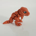 Tiny T-Rex standing with its tail out, side view